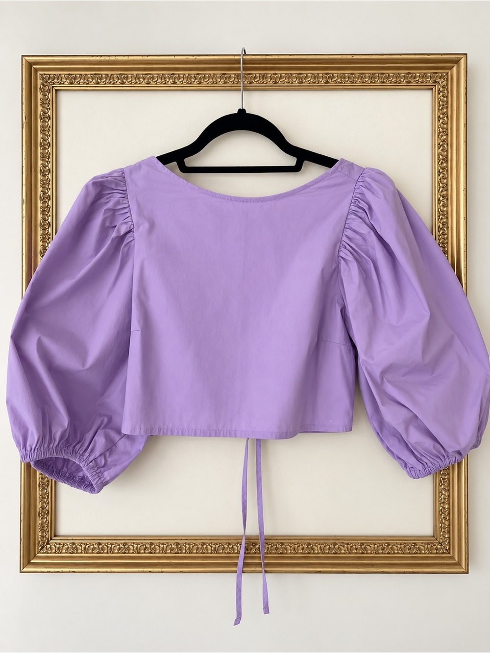 Djerf Avenue Lavender Puff-Sleeve Crop Top